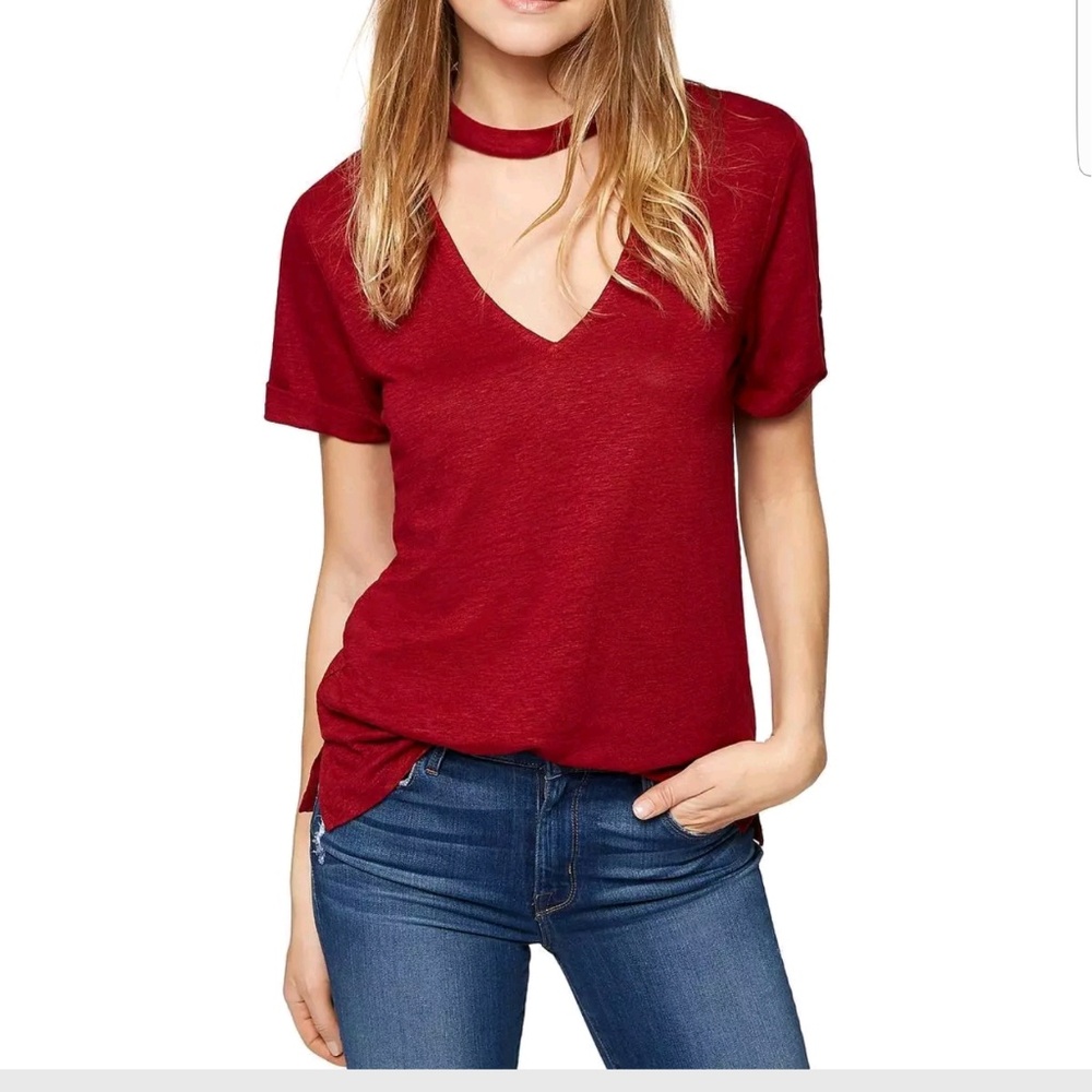 NWT red linen checker top!